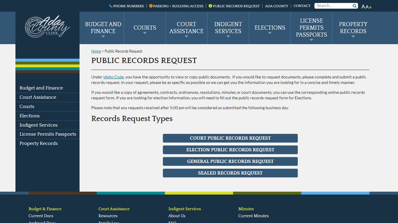 Public Records Request - Ada County Clerk